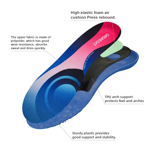Image of Plantar Fasciitis Insoles for Men Women, High Arch Support Orthotic Inserts for Flat Feet Pain Relief, Shock Absorbing Inserts for Standing All Day, Work Boots M11-11.5 /W13-13.5