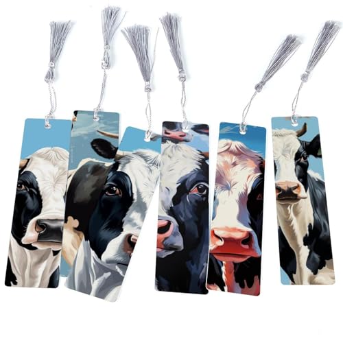 Marque-page vache original pour livre de poche, accessoire lecture esthétique, lot de 6