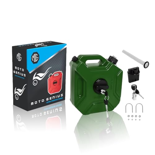 Image of Universal 5 Liter Fuel Jerry Can With Clamp and Cap For Motorcycle | Fuel Container Heavy Duty construction for Petrol /diesel /kerosene Storage (Green)
