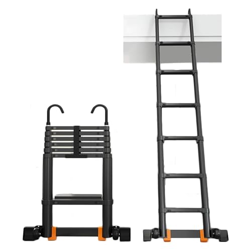 Image of GHBSDNEPP Telescoping Ladders for Home 12 16 18 20 Ft, Aluminum Folding Telesextension Ladder with Hooks for Rooftops, Loft, Rv & Outdoor, Load 200Kg/2.7M/8.8Ft