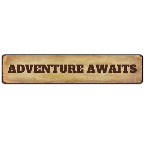 Vintage Style Poster Adventure Awaits Retro Metal Tin Sign Vintage Sign for Home Coffee Wall Decor 4x16 Inch