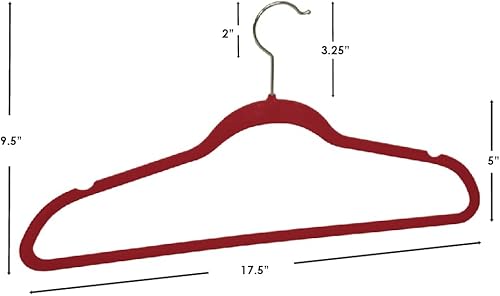 Miniatura 7 de Home Basics Perchas de terciopelo para ropa (paquete de 10), perchas de fieltro borgoña para camisetas, chaquetas, vestidos y pantalones, perchas