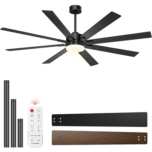 VIVOHOME 72 inch Ceiling Fans with Lights, Flush Mount Large