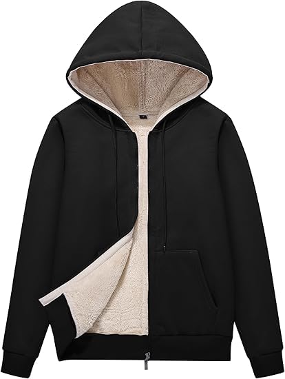 Womens Fleece Lined Zip Up Hoodie Jacket Cozy Warm Sweatshirt Coat for Winter | Stylish Soft Hooded Outerwear for Cold Weather | Casual Wear with Pockets for Women