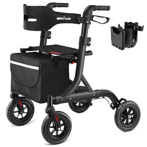 Image of MAXWALK Foldable Rollator Walker for Seniors with Seat, 18 lb Lightweight