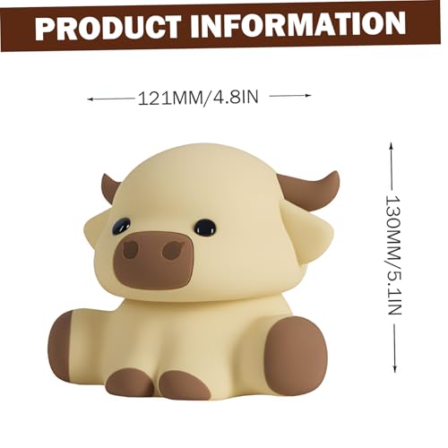 Veilleuse Highland Cow à intensité variable avec capteur tactile en silicone