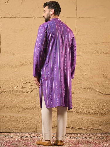 Image of Men's Embroidered Solid Calf Length Kurtas | Men | Kurtas for Mens | Straight Fit Kurta for Men's
