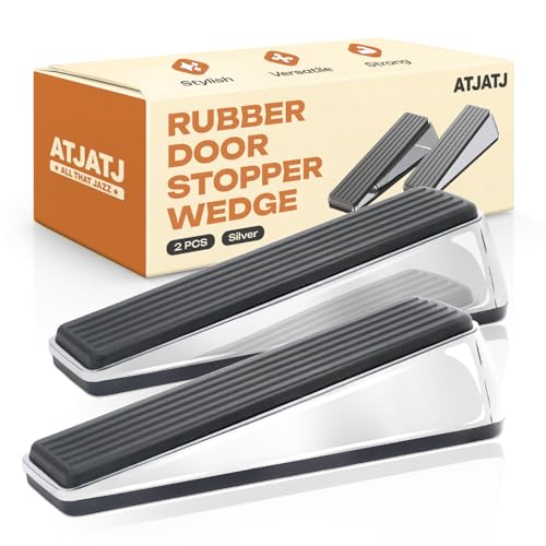 2 Packs Door Stoppers for Bottom, Rubber Wedge, Heavy Duty Doorstop for Inside, Rubber, Floor, Wedge Garage Classroom Stopper for Carpet, Door Holder