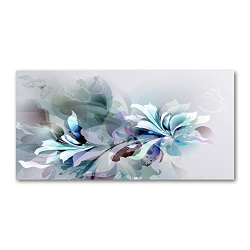 Toile imprimée fleurs bleues abstraites 120x60 cm pour embellir votre chambre ou séjour