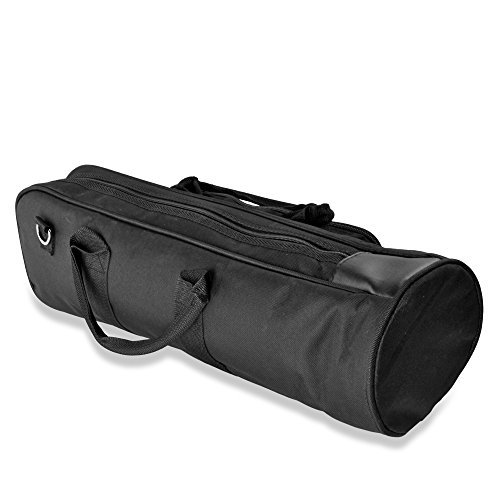 Flexzion Senior Trumpet Gig Bag Case Durable Soft Nylon Padded Portable Instrument Accessory With Double Zippers And Adjustable Shoulder Strap In Black #TOP2