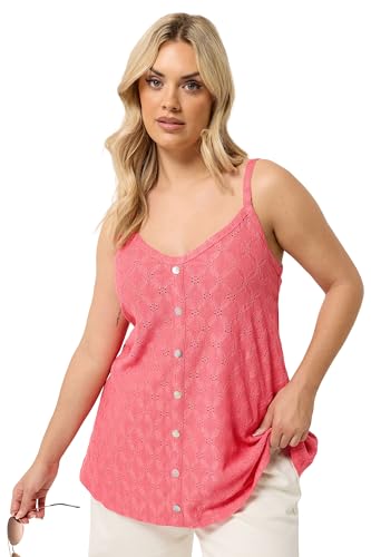 Image of Yours Curve Pink Broderie Anglaise Vest Top - Women's - Plus Size Curve