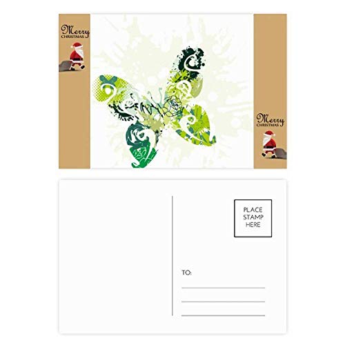 Cartes postales de remerciement papillons - Lot de 20 en vert pour messages