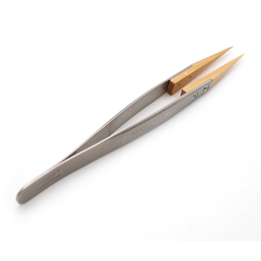 Pince à épiler antistatique de haute précision, outil de serrage d'horloger à pointe en bois, résistante à la rouille, n'endommage pas les mains de montre, indispensable pour la réparation et