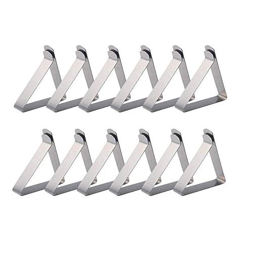 Pack of 12 Nappe Clip LMYTech Acier Inoxydable Pince à Nappe / Caliber Jusqu'à 50 mm / Restaurant / Fêtes / Pique-nique Etc - Silver Cover