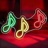 Musik Neon Schild, LED Music Note Neon Sign für Wand Deko, Dimmbare Neonlichter USB Power für Schlafzimmer Wohnzimmer Music Studio Bar Pub Club Home Männ Höhle Hochzeit Geburtstag Party