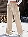 ELLEVEN Corduroy Trousers Pants for Women Elastic High Waisted Wide Straight Leg Pull on Lounge Pants Womens Fashion Casual Comfy Fall Loose Cute Tall Long Legged with Pockets Khaki Small