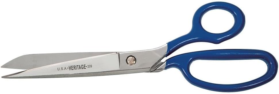 Klein Tools 209-BLU-P Scissors, Bent Trimmer with Blue Coating, Made in USA, 9-Inch