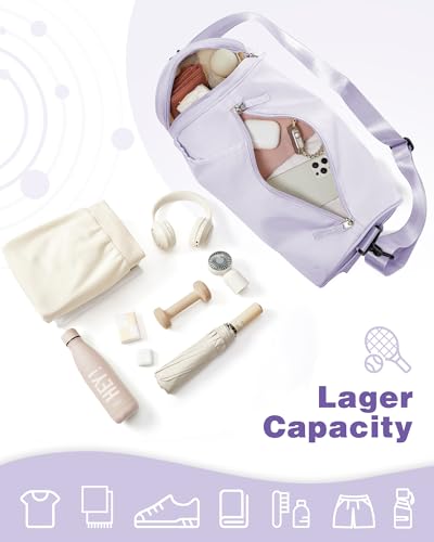 Image of Small Gym Bag for Women,Waterproof Mini Duffle Bag Womens Spotrs Workout Bags Small Travel Duffel Bag with Wet Pocket Carry on Weekender Bags for Dance Swimming,Gym,Yoga,Fitness Purple