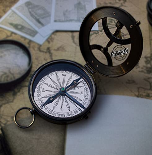 Sailor Brújula de latón con caja de madera náutica marina para senderismo/camping 3 pulgadas Brújula regalos Cover