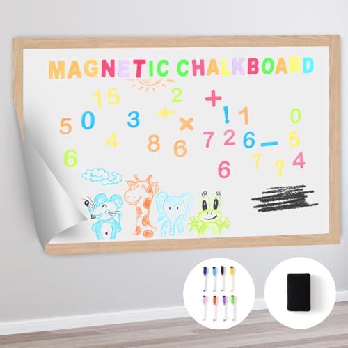 Image of Magnetic Dry Erase Whiteboard Paper 50 x 18 Inch, Self Adhesive Magnetic Dry Erase White Board Sticker for Wall,Peel and Stick Magnetic Wallpaper,with 50 Magnetic Letters, for Home Office School