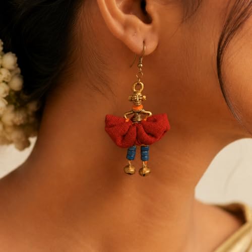 Image of Royal Queen & Empress Handcrafted Tribal Dhokra Earrings Collection for Women - Statement Ethnic Designs in Multiple Colours