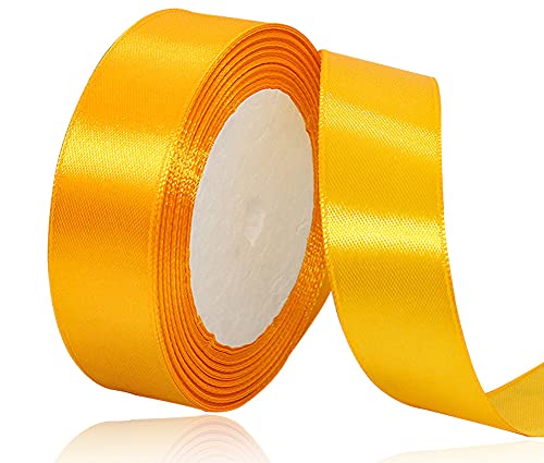 Cinta de satén amarilla de 20 mm, 22 metros, cinta decorativa ancha, cinta de tela para regalos de bodas, bautizos y cumpleaños Cover