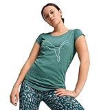 PUMA(プーマ) 半袖 Tシャツ トレーニング ドライ パフォーマンスヘザーキャットTシャツW 520614【Amazon.co.jp限定】 レディース 24年秋冬カラー コールド グリーン ヘザー(83)