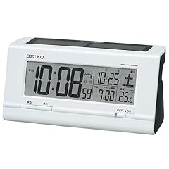 Seiko SQ 766 W Seiko Clock Alarm Clock, Hybrid Solar Radio, Digital Calendar, Temperature Display