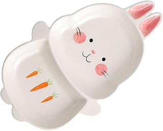 KOMBIUDA Talheres De Bebê Pratos Infantis Terno Infantil Prato Infantil Prato De Coelho Bebê Crianças Divididos Prato De Comida Prato De Cerâmica Para Crianças Talheres