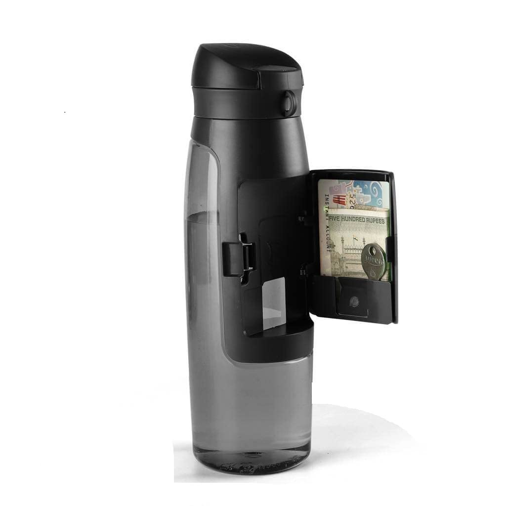 HomeVibe 2-in-1 Drink Bottle & Storage Compartment - 4 Colours (Black)