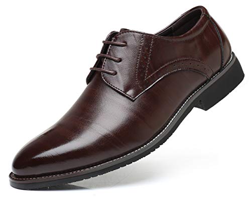 Santimon Men's Oxford Shoes Classic Formal Business Pointed Toe Lace Up Dress Shoes