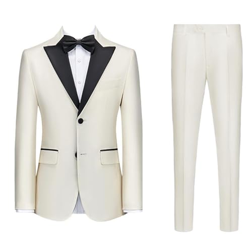 Costume de Banquet Kromoc Hommes Tenue Chic de Soirée Veste Deux Boutons et Pantalon
