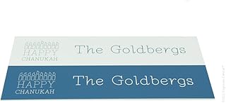 Personalized name plate with candles & happy chanukah greetings logo - (20 colors available) - 2x8 - Customized - Great hanukkah decoration for the office or home or just as a holiday gift