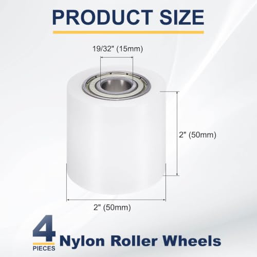 Rueda guía CNC de nailon blanco 5/8x2x2 pulgadas con rodamiento para rodillo de riel pasante 2