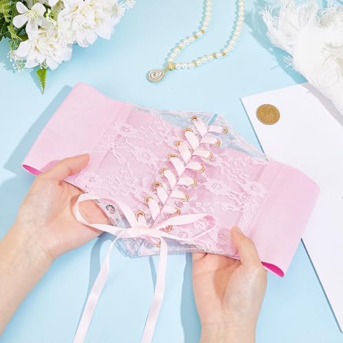 1Pc Women Lace Corset Belts Elegant Wide Waist Bustiers Elastic Cinch Belt Tied Waspie for Women DIY Dresses2