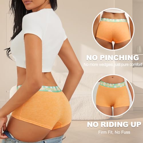 Womens Boxer Briefs Boy Shorts Underwear for Women Full Coverage Soft Stretch Panties 4 Pack2