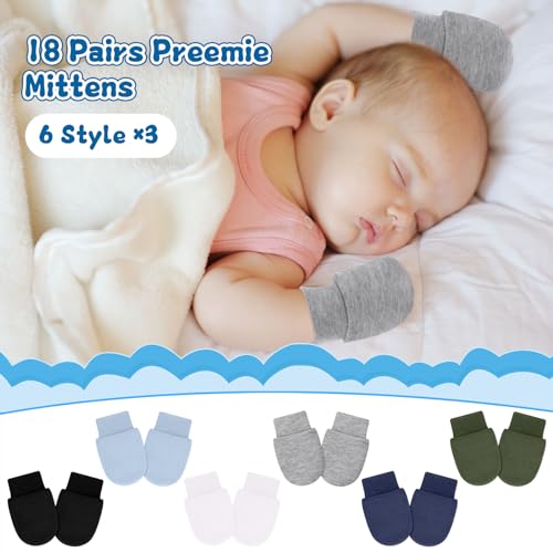 18 Pairs Baby Preemie Mittens Newborn Mittens No Scratch Cotton Premature Gloves for Nicu Boys Girls Gifts4