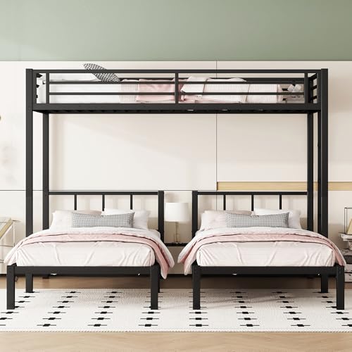 Bellemave Twin Size Triple Bunk Bed for 3 Kids, Heavy Duty Metal Triple Bunk Bed with Safety Fence, Heavy Duty Triple Beds for Kids, Teens, Black - Image 4