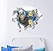 SHUBING Adesivi murali Cattivissimo Me Broken Wall Decal 3D Minion Crack Hole Home Decor Vinyl