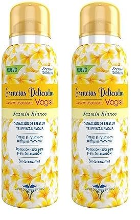 Vagisil Esencias Delicadas, Desodorante Íntimo Para Mujer, Frescor Duradero, Hipoalergénico, Respeta El Ph De La Piel, Jazmín Blanco, 125 ml (Paquete de 2)