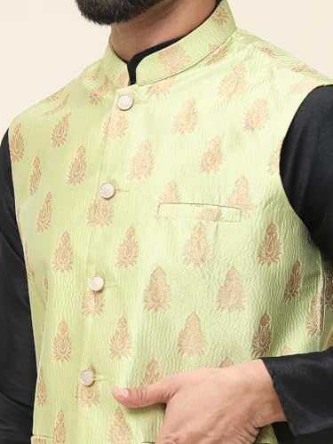 Image of SOJANYA (Since 1958 Men's Silk Blend Kurta Pyjama With Nehrujacket Set