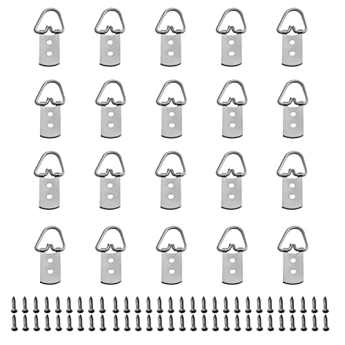 Image of D Ring Picture Hangers 42mm x 11mm Hardware Assortment Kit, for Home Decoration Hanging Clock Paintings Artwork Creative Picture Frame Photo Hanging Solutions Silver Tone 50pcs