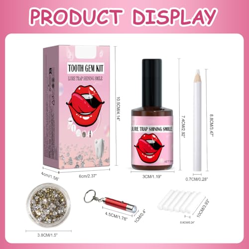 YUPZAR 1 Satz DIY Tooth gem kit DIY Mit Kleber zahnsteine selber kleben set, für Reflektierende Zahnverzierungs-Dekoration
