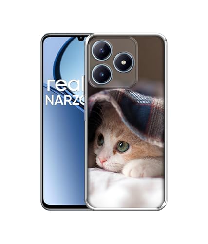 Image of Casotec Sleepy Kitten Design Printed Silicon Soft TPU Back Case Cover for Realme C63 4G / Narzo N63 4G