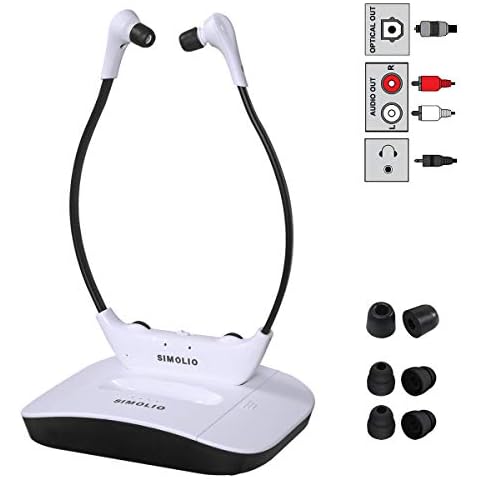 SIMOLIO Digital Wireless Headsets for TV with Spare Battery, Wireless TV Headphone for Hard of Hearing, Optical Wireless Earphone for Smart TV, TV Hearing Earbud, Sound Amplifier Cover