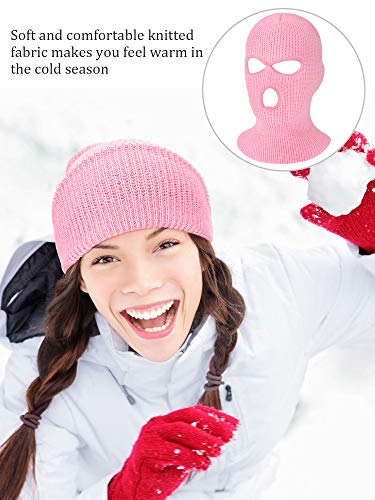 Image of SATINIOR 3 Holes Ski Mask Full Face Cover Outdoor Balaclava Winter Knitted Neck Gaiter for Halloween Sports Cycling