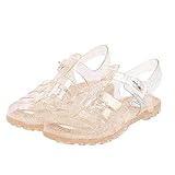 Yehopere Women's Jelly Sandals T-Strap Slingback Flats Clear Summer Beach Rain Shoes