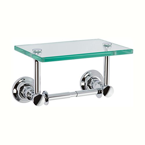 Flash Deals - 60% OFF Ginger 4827/PC Eavon Toilet Tissue Paper Holder with Glass Shelf, Polished Chrome