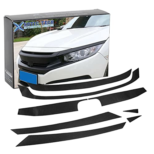 Calcomanías para rejilla de parachoques delantero estilo fibra de carbono para Honda Civic 16-21