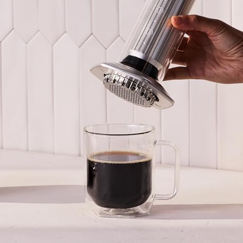 AeroPress Premium Coffee Press, Glass, Stainless Steel & Aluminum Coffee Maker, All-in-One French Press, Pour-Over & Espresso Style Manual Brewer, 2 Min Brew for Less Bitterness, More Flavor, Silver - 3
